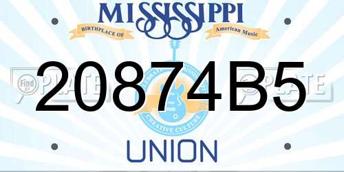 20874B5 Mississippi License Plate
