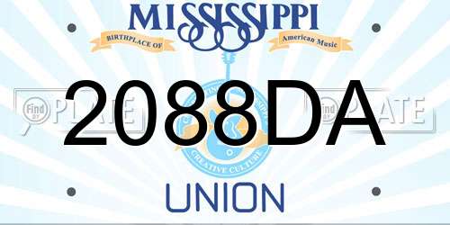 2088DA Mississippi License Plate