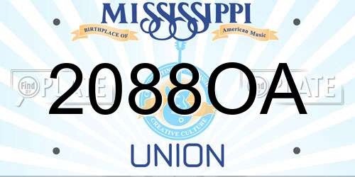 2088OA Mississippi License Plate