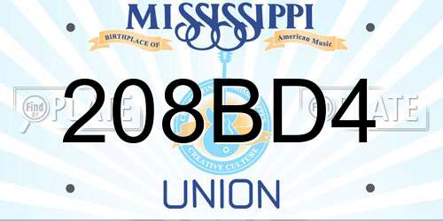 208BD4 Mississippi License Plate