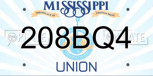 208BQ4 Mississippi License Plate