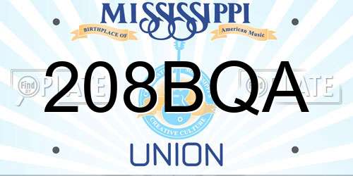 208BQA Mississippi License Plate