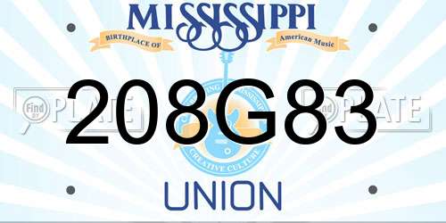208G83 Mississippi License Plate