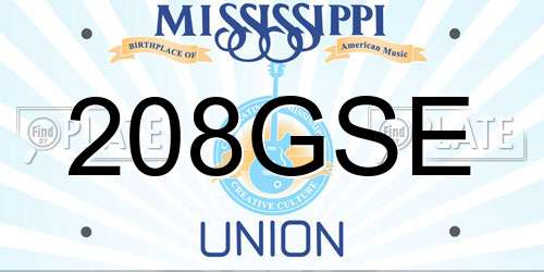208GSE Mississippi License Plate
