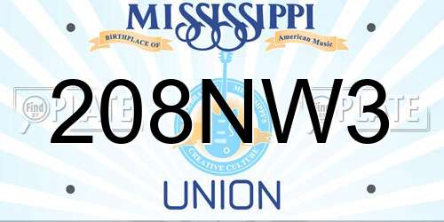 208NW3 Mississippi License Plate
