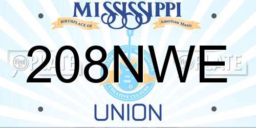 208NWE Mississippi License Plate