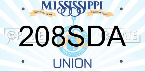 208SDA Mississippi License Plate