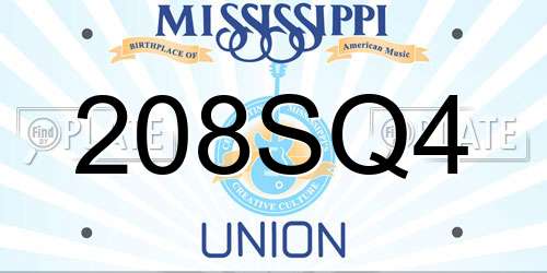 208SQ4 Mississippi License Plate
