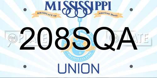 208SQA Mississippi License Plate