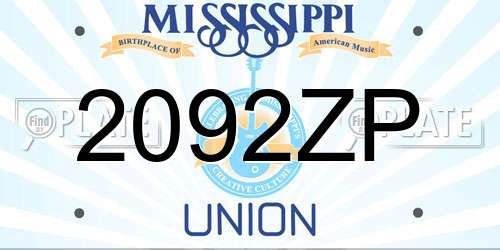 2092ZP Mississippi License Plate