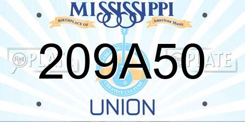 209A50 Mississippi License Plate