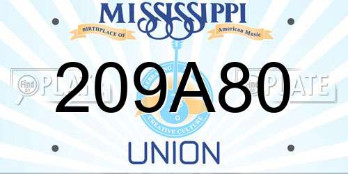 209A80 Mississippi License Plate