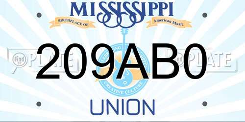 209AB0 Mississippi License Plate