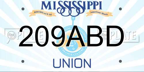 209ABD Mississippi License Plate