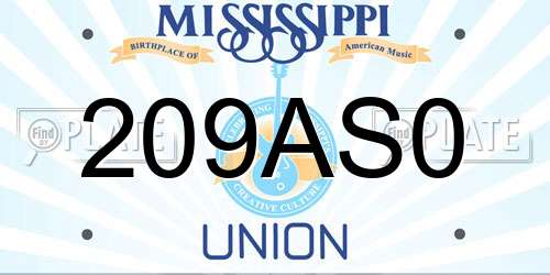 209AS0 Mississippi License Plate