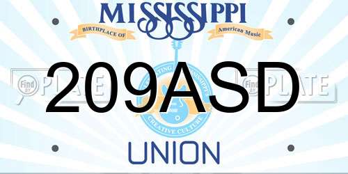 209ASD Mississippi License Plate