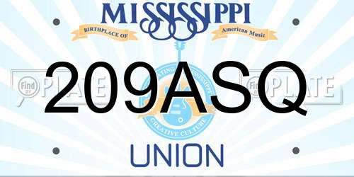 209ASQ Mississippi License Plate