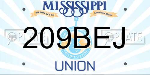 209BEJ Mississippi License Plate