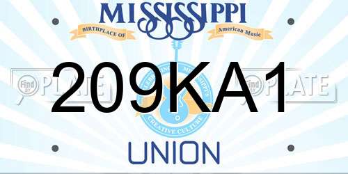 209KA1 Mississippi License Plate