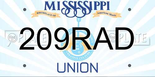 209RAD Mississippi License Plate