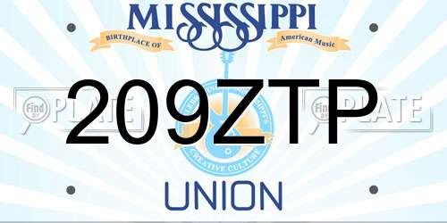209ZTP Mississippi License Plate