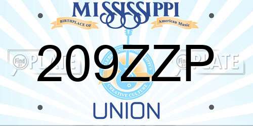 209ZZP Mississippi License Plate