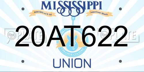 20AT622 Mississippi License Plate
