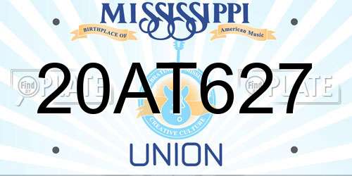 20AT627 Mississippi License Plate
