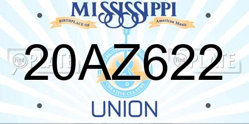 20AZ622 Mississippi License Plate