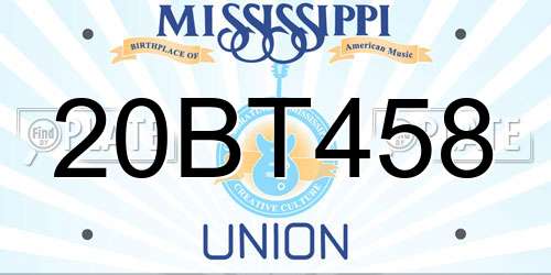 20BT458 Mississippi License Plate
