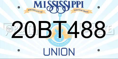 20BT488 Mississippi License Plate