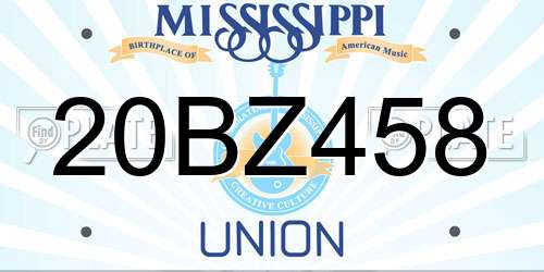 20BZ458 Mississippi License Plate