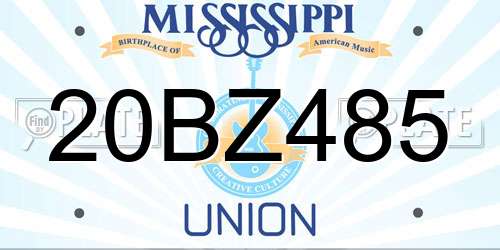 20BZ485 Mississippi License Plate