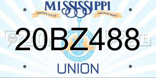 20BZ488 Mississippi License Plate