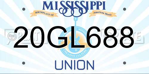 20GL688 Mississippi License Plate