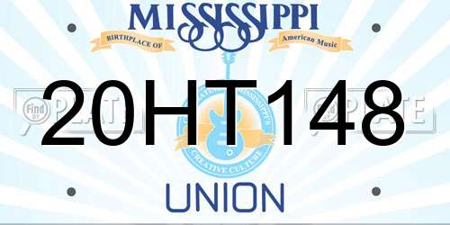 20HT148 Mississippi License Plate