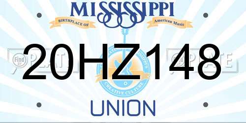 20HZ148 Mississippi License Plate