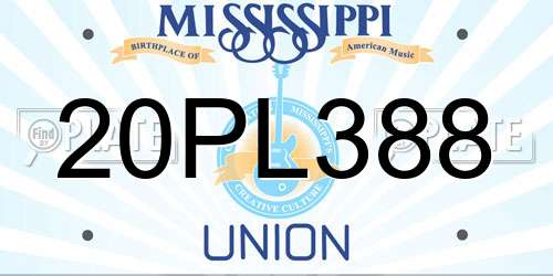 20PL388 Mississippi License Plate