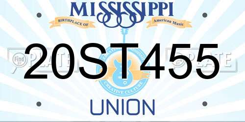 20ST455 Mississippi License Plate