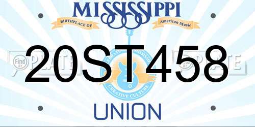 20ST458 Mississippi License Plate