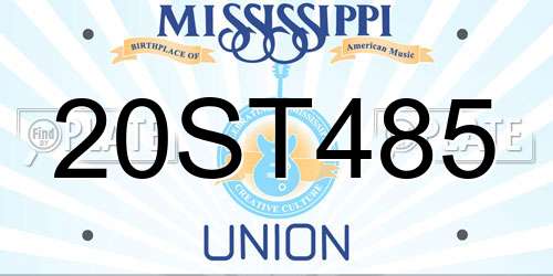 20ST485 Mississippi License Plate