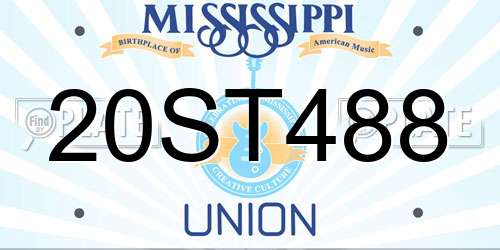 20ST488 Mississippi License Plate