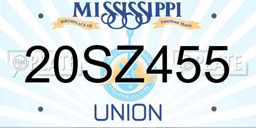 20SZ455 Mississippi License Plate