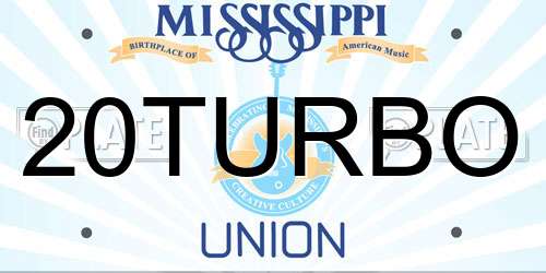 20TURBO Mississippi License Plate