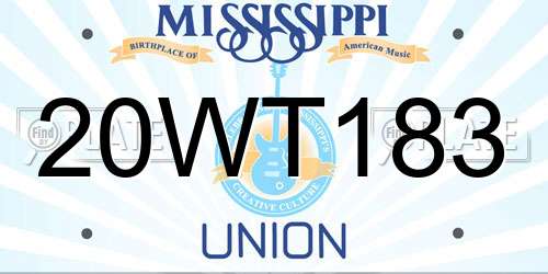 20WT183 Mississippi License Plate