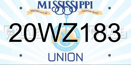20WZ183 Mississippi License Plate