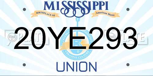 20YE293 Mississippi License Plate