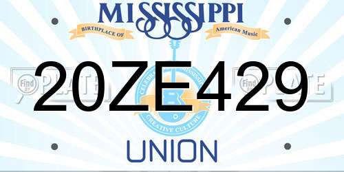20ZE429 Mississippi License Plate