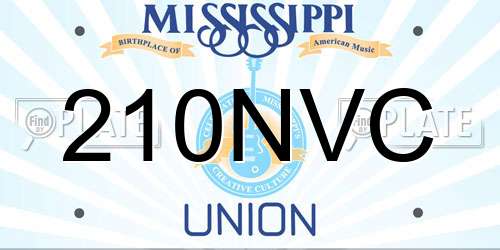 210NVC Mississippi License Plate