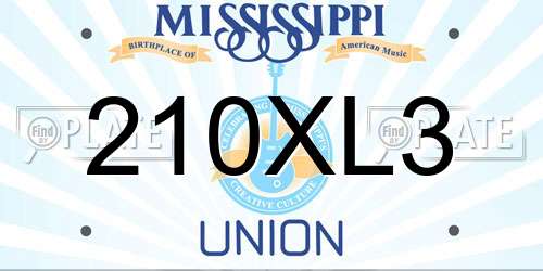 210XL3 Mississippi License Plate